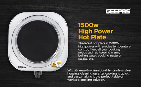 Geepas Stainless Steel Single Hot Plate Indicator Light Ghp W Adjustable Temperature