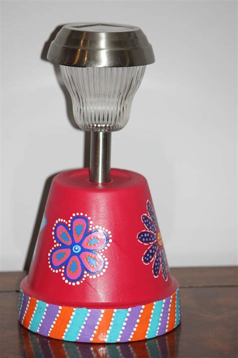 Hand Painted Clay Pot Solar Light Holder With An Attractive Etsy