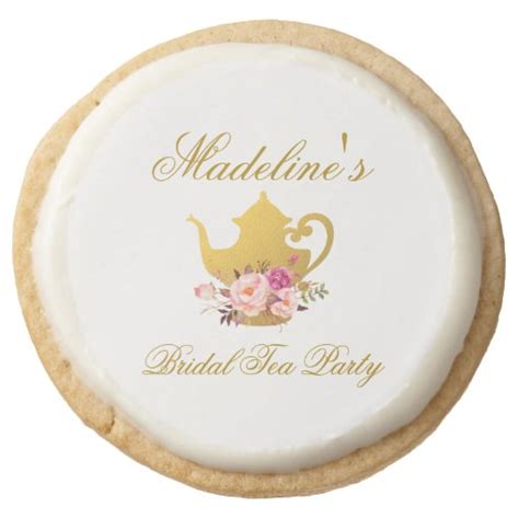 Watercolor Pink Floral Bridal Shower Tea Party Round Shortbread Cookie Zazzle