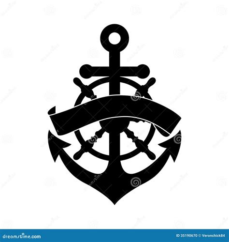 Wheel And Anchor Stock Vector Illustration Of Icon Sailing 35190670