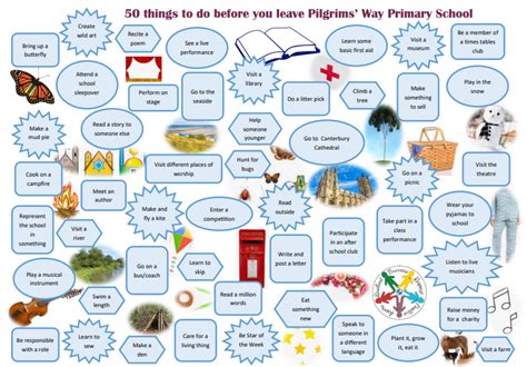 Pilgrims Way Primary School 50 Things To Do Before You Leave Pw