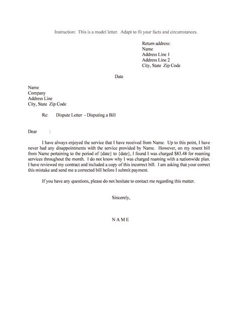 Dispute Letter Disputing A Bill Form Fill Out And Sign Printable Pdf Template Airslate Signnow