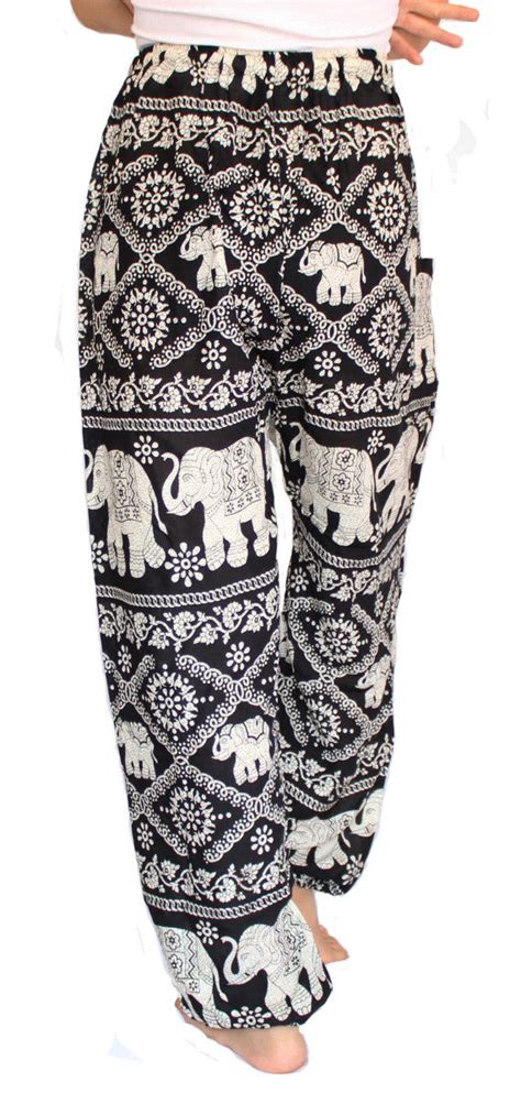 Black Elephant Harem Pants With Drawstring Waist Bohemian Harem Pants