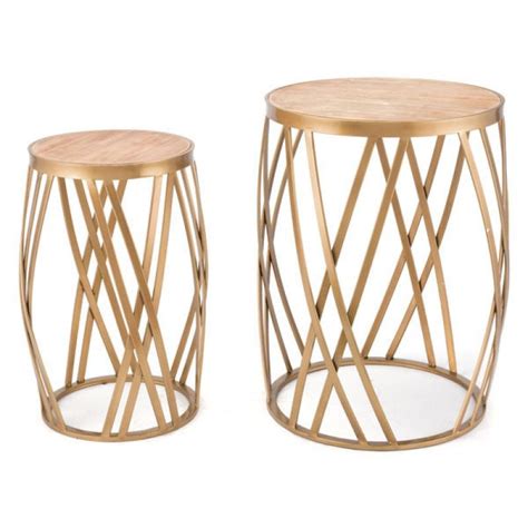 This Set Of Two Round Nesting Tables Has A Gorgeous Criss Crossed Steel Base Both Are Finished