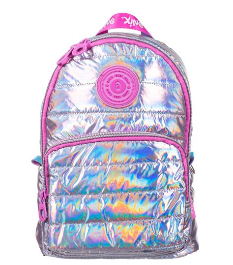 Onix Bolso Backpack Plateado Space Holo Rainbow Capitonado Niña El