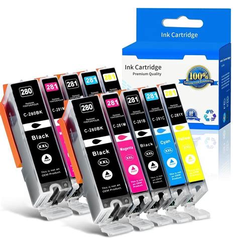 10 Packs Pgi 280xxl Cli 281xxl Ink Cartridges Blackcolor For Canon