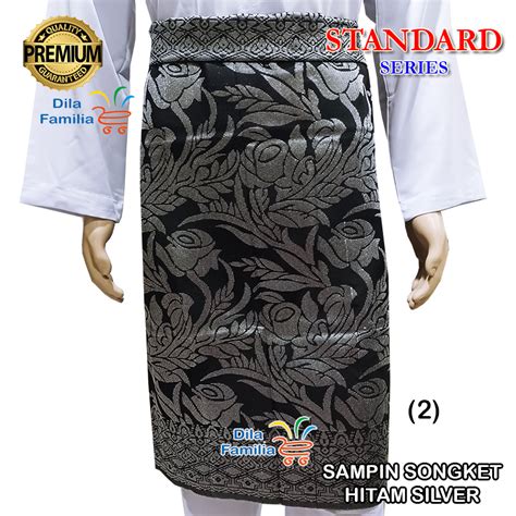 Sampin Songket Hitam Emas Gold Silver No Tenun Siap Jahit Meter