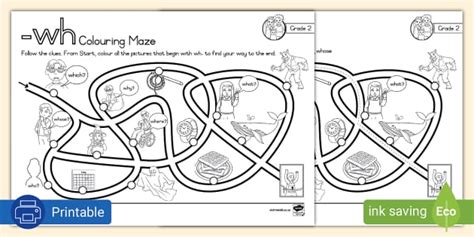 Grade 2 Phonics Colouring Maze Wh Hecho Por Educadores