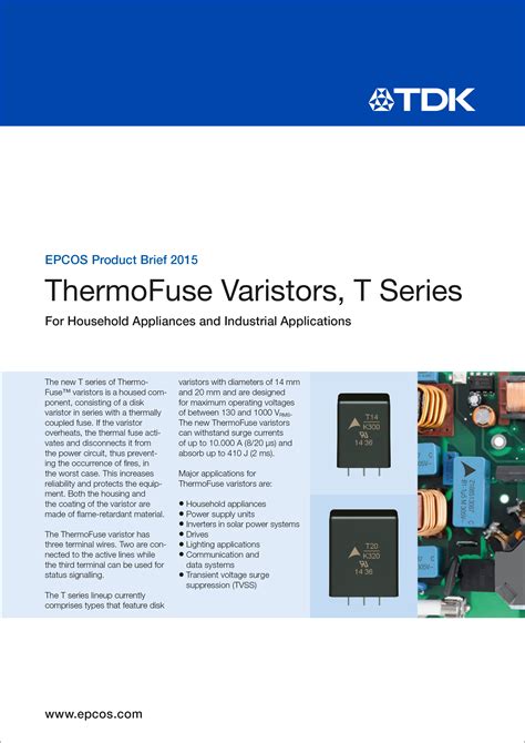 Product Brief ThermoFuse Varistors TDK Electronics TDK Europe