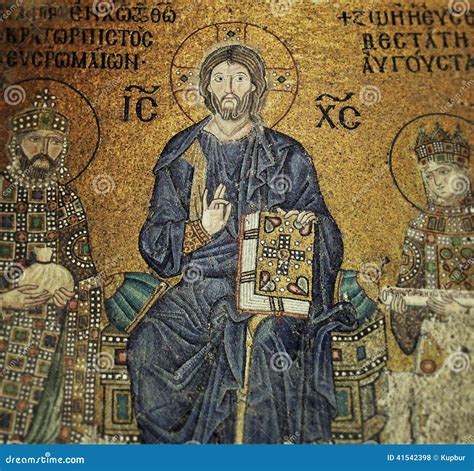 Jesus Christ Mosaic Composition in Hagia Sophia Stock Photo - Image of ...