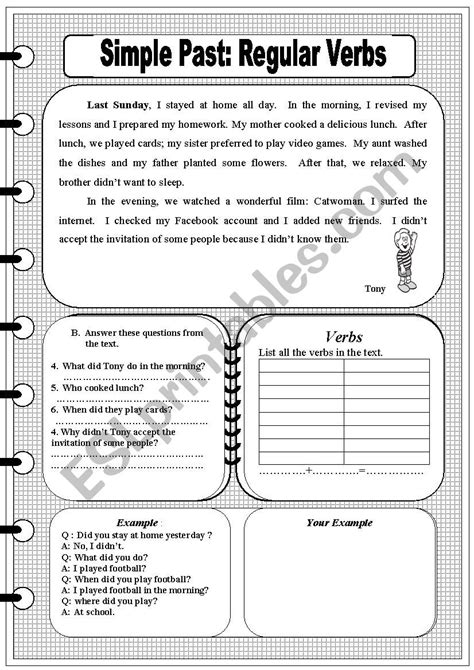 Simple Past Regular Verbs Esl Worksheet By Saidm