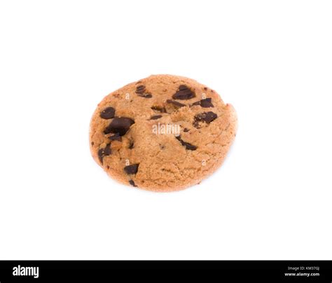 Single Homemade Double Chocolate Chip Cookies Isolated On White