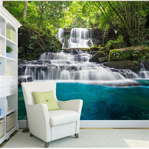 Custom Natural Landscape Wallpaperforests And Waterfalls3d Photo Mural For Living Room Bedroom