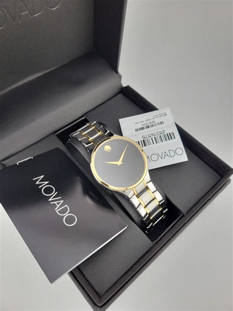 Movado Serio Men S Black Dial Two Tone Swiss Quartz Watch 0607284