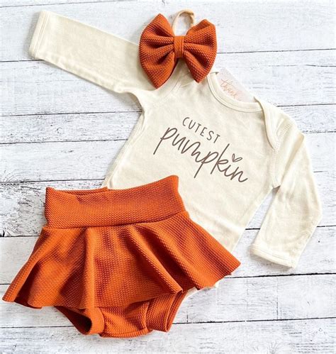 Cutest Pumpkin Fall Outfit Baby Girl, Thanksgiving Skirted Bummie ...