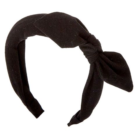 Black Solid Knotted Bow Headband Claires Us