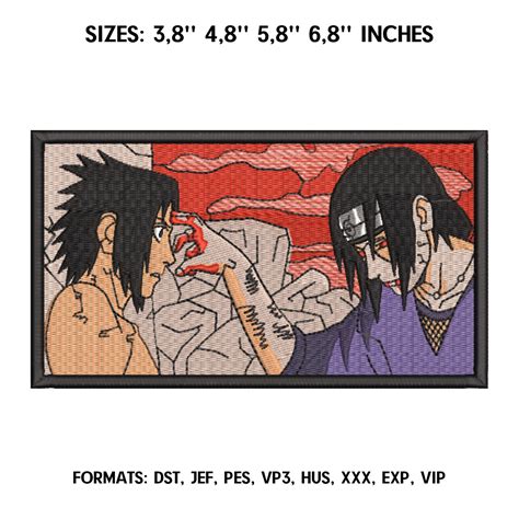 Itachi Uchiha Sasuke Embroidery Design File Anime Embroider Inspire