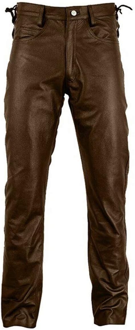 Herren Motorrad Lederhose Modische Seitenschn Rung Kunstlederhose