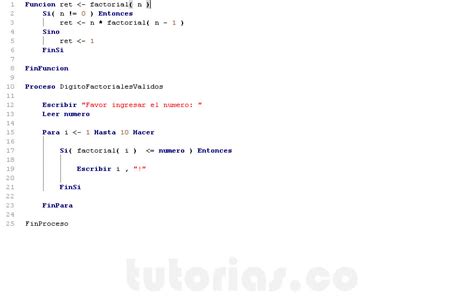 Funciones PSeint Digitos De Factoriales Validos Tutorias Co