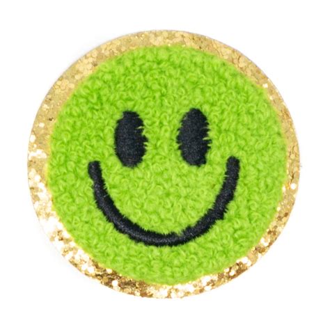 2 Chenille Smiley Face Iron On Patch Etsy