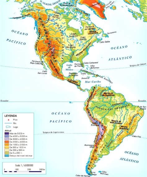 Mapa de relieve de América - Mapa de América