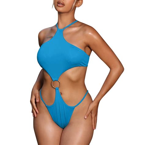 Womens Fashion Tankini Swimsuit Solid Color One Pieces Beach Elegant