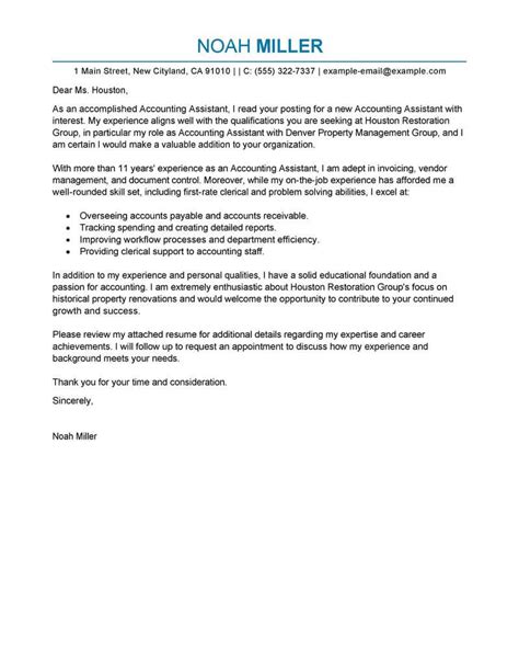 Accounting Assistant Cover Letter Examples LiveCareer