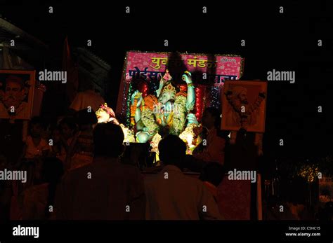 People Praying Singing And Dancing On The Occasion Of Ganpati Visarjan