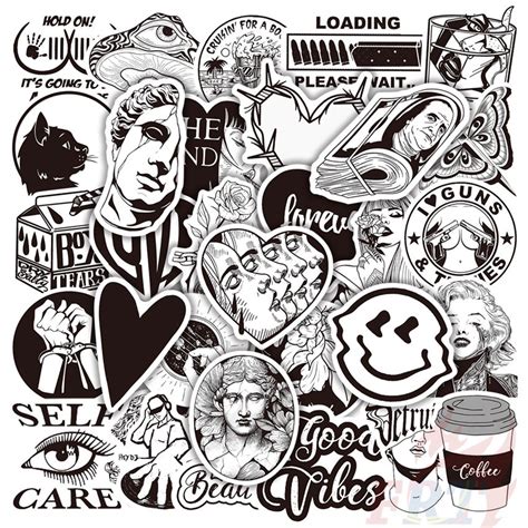 Classical Black White Pop Art Series Stickers Pcs Set Diy