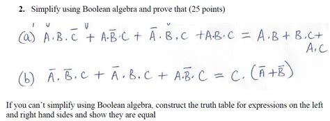 Solved 2 Simplify Using Boolean Algebra And Prove That 25