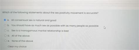 Solved Which Of The Following Statements About The Sex