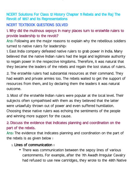 Solution Ncert Solutions For Class History Chapter Rebels And