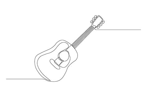 Premium Vector Acoustic Guitar Continuous One Line Drawing Illustration