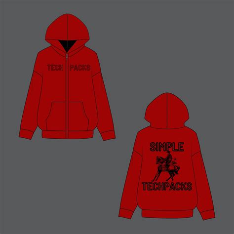 zip  hoodie mockup illustrator template apparel tech pack clothing