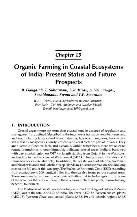 PDF Organic Farming In Coastal Ecosystems Of India Present Status