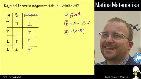 Zadana Tablica Istinitosti Odredi Logičku Formulu Youtube