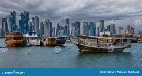 Doha Skyline in Doha, Qatar from the Corniche Street Afternoon Shot ...