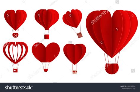 Hearts Hot Air Balloon Valentine Vector Stock Vector Royalty Free Shutterstock