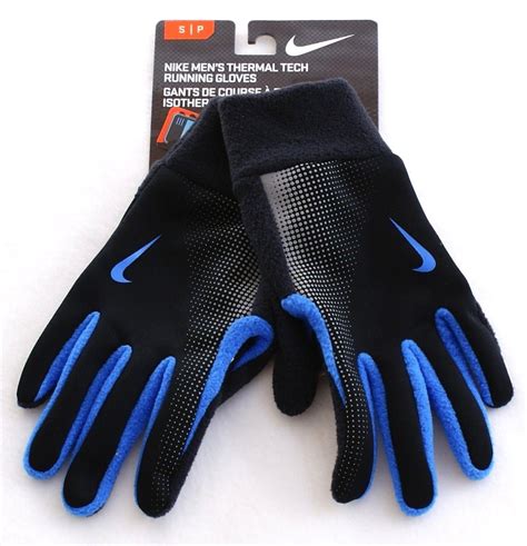 Nike Thermal Tech Fleece Reflective Black And Blue Running Gloves Mens