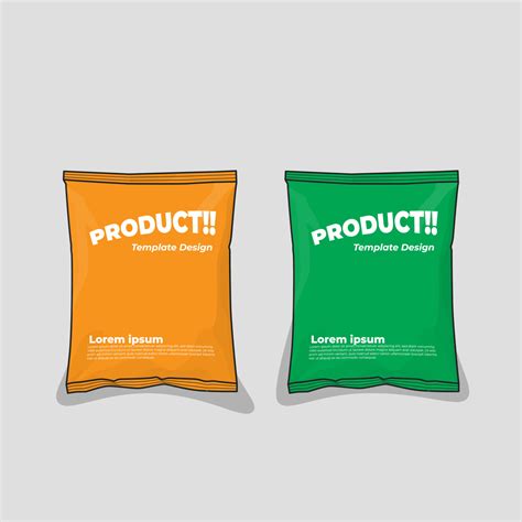 Plastic packaging template with green and yellow for snack product
