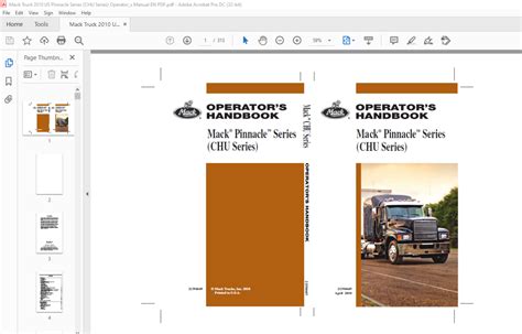 Mack Truck Pinnacle Series Chu Series Operator S Handbook Manual