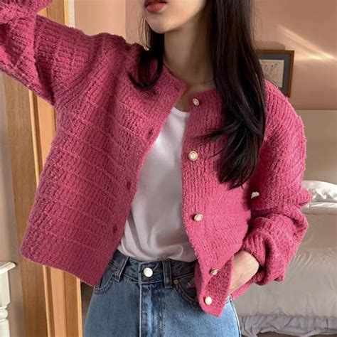 Jual Cardigan Wanita Rajut Crop Premium Korean Style Lengan Panjang