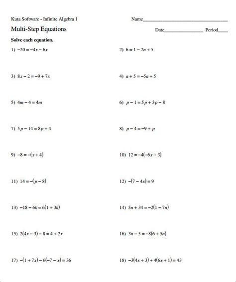 13+ Simple Algebra Worksheet Templates -Word, PDF - Worksheets Library