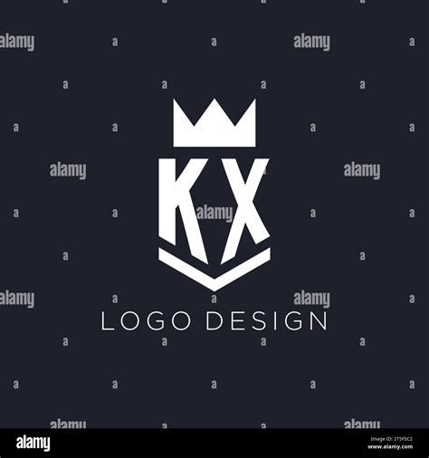 KX Logo With Shield And Crown Initial Monogram Logo Design Ideas Stock