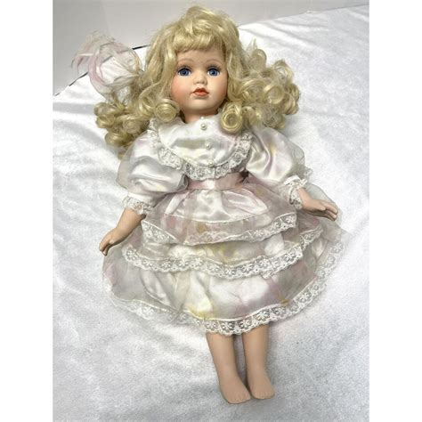 Vintage Porcelain Blonde Girl With Bows Doll Etsy