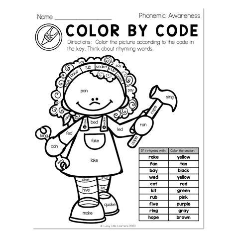 Sub Plans End Of Year Rhyming Color By Code Lucky Little Learners