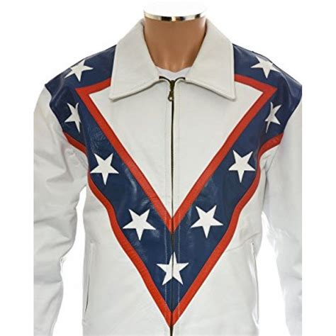 Evel Knievel Tribute White Leather Jacket Distressed Leather Jacket