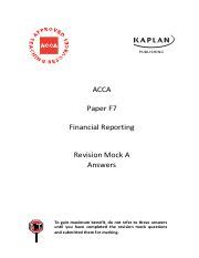 Acca F Financial Reporting Revision Mock A Answers Course Hero