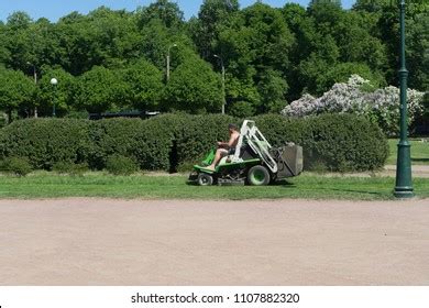 Naked European Man Riding Green Lawnmower Stock Photo Shutterstock