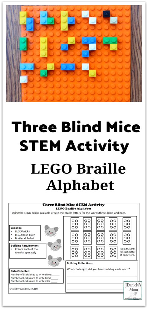 Lego braille alphabet three blind mice stem activity – Artofit